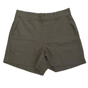 ONE 5 One Women’s Shorts Olive Green Linen & Rayon Font Pockets Size Lar…